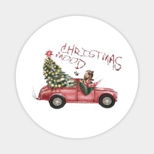 Christmas red car Magnet